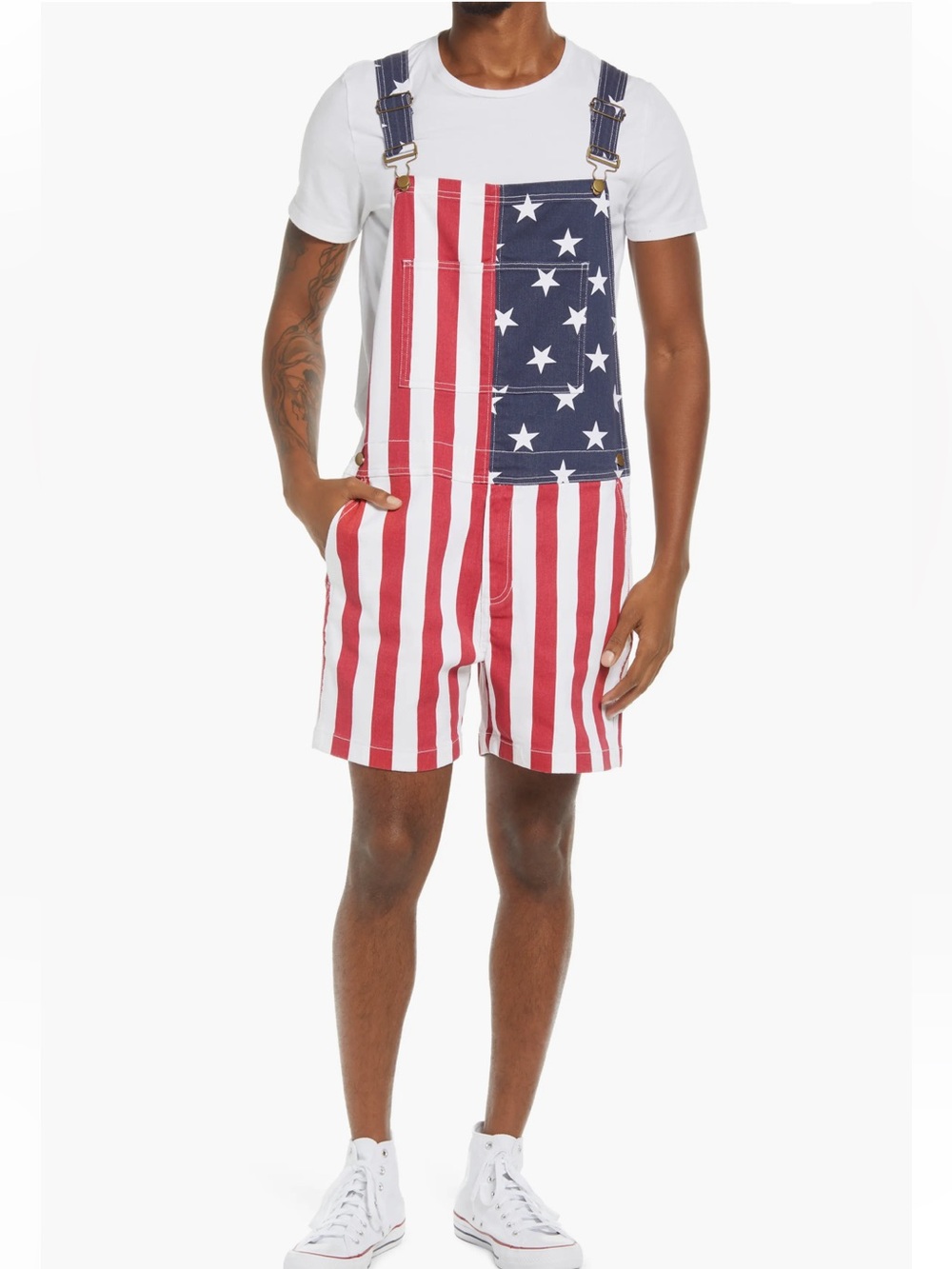 Chubbies Overall Shorts The Chubberalls 2.0 Americana Flag Shortall Small